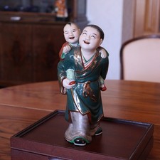 Antique Vintage Chinese Porcelain Figurine Man with  Child Jingdezhen Factory 50 picture