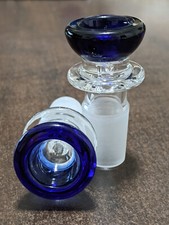 18mm Glass Round Slide BOWL Male for Glass Water Pipe Bong BLUE (1- ONE) picture