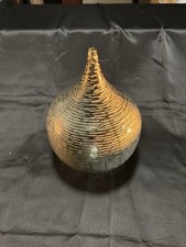 Vintage Mid century Modern Design Art Glass Fluted Vase 1970 Belgium preowned picture