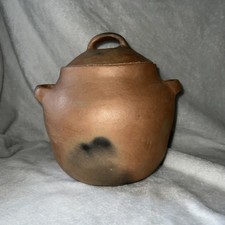 Vintage Taos Micaceous Clay lidded Bean Pot Signed By Virginia Romero picture