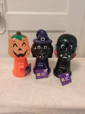 NWT VTG Kmart Pumpkin Time Witch Pumpkin Dracula Halloween Candy Dispenser SET picture