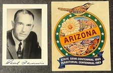 Paul Fannin Signed Photo Arizona Senator Autograph + Arizona Centennial Card picture