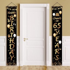 Sumind 2 Pieces 65th Birthday Party Decorations Cheers to 65 Years Banner Por... picture