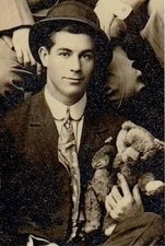 Young Man in Suit Sitting With His Teddy Bear snapshot gay man's collection 5x7 picture