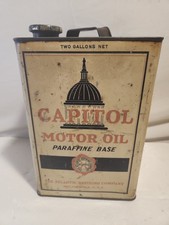 1920's Capitol Motor Oil 2 Gallon Adv. Can Atlantic Fried Egg Logo Original Cap picture