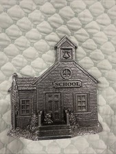 CARSON PEWTER SCHOOL HOUSE CHRISTMAS HOLIDAY VILLAGE 2 SIDED. School. Two Sided picture