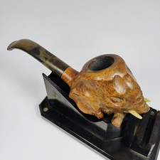 Rare Vintage Hand Carved Wooden Elephant Smoking Pipe Brair picture