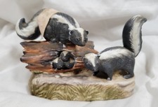 Vintage Ski Country Porcelain Skunk Family Decanter Figurine '78 Limited Edition picture