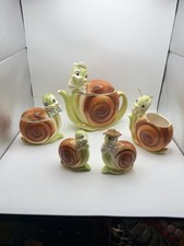 Vtg 1950s Enesco Snappy Snail 5pc Tea Set LOT - One Owner Estate Find - Rare picture