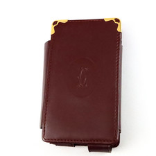 Cartier Must de Cartier Bordeaux Leather Cigarette Case w/ Gold Corners Vintage picture