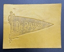 c1910 L21 DePauw University College Pennant Tobacco Leather Antique Indiana picture