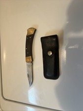 Buck 110 Folding Knife Lockback Hunter Vintage 1980-1981 With Sheath picture