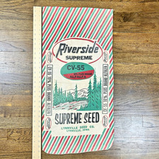 Vintage Riverside Supreme CV-55 ALFALFA Cloth Bag Farm Seed Sack Lynnville Iowa picture