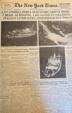 Vintage Sinking of the Andrea Doria NEW YORK TIMES News Article Estate Sale Find picture