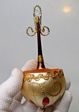 VTG Glass Crinkle Wire Glitter FLOWER VASE UMBRELLA Christmas Ornament Germany picture