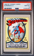 1992 Superman #1 DC Cosmic Cards #177 PSA 10 GEM MINT picture