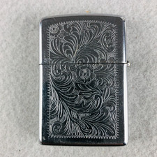 Zippo Lighter Chrome Venetian Scroll Jan 1991 Model 352 Blank monogram No Spark picture
