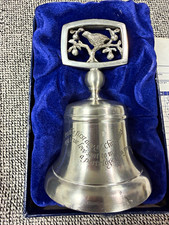 Vintage Crown and Rose Pewter Christmas Bell Partridge in Pear Tree 1978 Box picture
