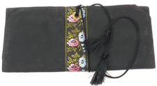 Vintage Oriental Travel Wallet With Rope Tie Floral Decor picture