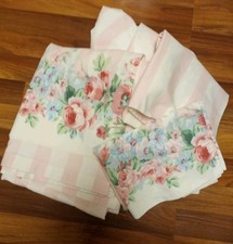 Vtg J P Steven’s Queen Size Cotton Bld Percale Sheet~4 Pc Set ~Rose Pink Stripe picture