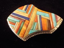 DAVID TUNE, Navajo, Exquisite Cobblestone Multi-stone Belt Buckle, 3 X 2 inches picture