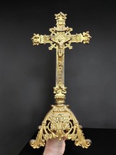 Antique brass Crucifix religious art picture