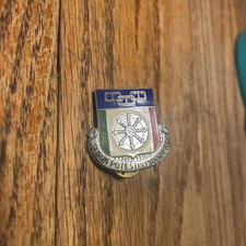 Vintage US Army 244th Quartermaster Bn Crest DUI Pin NS Meyer NY Hallmark picture