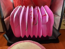 10 Vintage Hand Decorated Paper Folding Lanterns ~ Beautiful Colors Japan /China picture