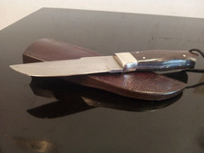 Rare Vintage JIM ORT-OZ Custom Handmade Damascus 8.75'' Hunting Knife w/ Sheath. picture