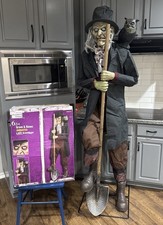 6.5 ft Grave and Bones Animated LED Gravedigger Halloween Animatronic Tested NOB picture