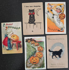 5 VTG Halloween Postcards, C 1910's picture