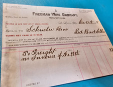 Antique Ephemera Letterhead Billhead FREEMAN WIRE COMPANY St Louis 1888 picture