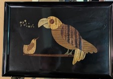 Vintage Couroc of Monterey CA Inlaid mcm Serving Tray Talking Birds 18