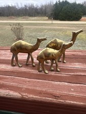 Vintage Miniature Solid Brass Camel Herd Figurines Lot of 3 Mcm 2” Mini picture