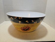 Melamine Ware Halloween Plastic Black Orange Pumkin Candy Bowl Trick Or Treat picture