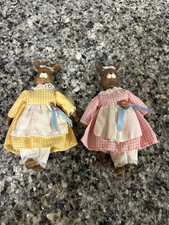 2 VTG 1990’S Silvestri 7” Porcelain Bisque Bunny Rabbit Doll Figurines picture
