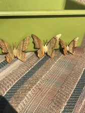 Metal Wall Butterflies Vtg Brass Colored Homeco Home Interiors Art Home Decor picture