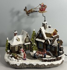 Holiday Living Christmas Flying Santa Claus Reindeer LED Lighted Village w/ Box picture