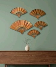 Vintage 80s Brass Copper Wall Fans Hamging Art Home Interiors Set 5 80s 90s Retr picture