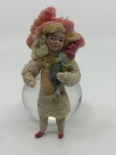 Antique German Spun Cotton Girl  Christmas Ornament  4.75” picture