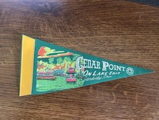 1960’s Cedar Point On Lake Erie Sandusky Ohio 8” Pennant - Paddlewheel Boats picture