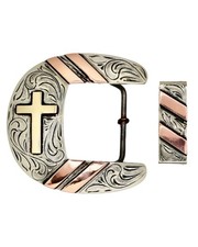Western Ranger Belt Buckle W/ Hand Engraving- Conroe 2 Piece Ranger W/ CROSS picture