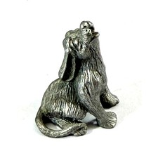 Vintage Pewter Howling Puppy Dog Miniature Figurine 1