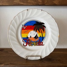 Vintage Florida Palm Tree Sunset Beach Souvenir Decorative Plate picture