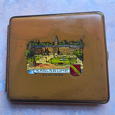 Vintage German Karlsruhe Schloss Fideltas Hinged Metal Tobacco Cigarette Case  picture