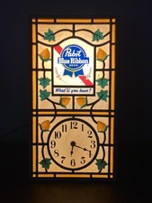 Vintage PABST BLUE RIBBON PBR Beer Light Clock SIGN BAR Collectible All Working picture