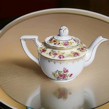 Vintage 1940s Goldcastle Hostess China Teapot Floral Design Gold Trim Japan picture