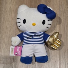 VTG Hello Kitty Sports Plush Doll 25cm Striped Jersey Golden Mitt Rare Sanrio picture