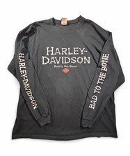 Vintage 1998 Harley Davidson LS Shirt 2XL Bad To The Bone Sleeve Flame Boston picture