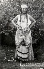 c1907 A.W. Ericson Among Indians Hupa Yurok Maiden Hat Basket RPPC Postcard COPY picture